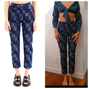 Dark denim checkered jeans giving y/project motorcross denim 26